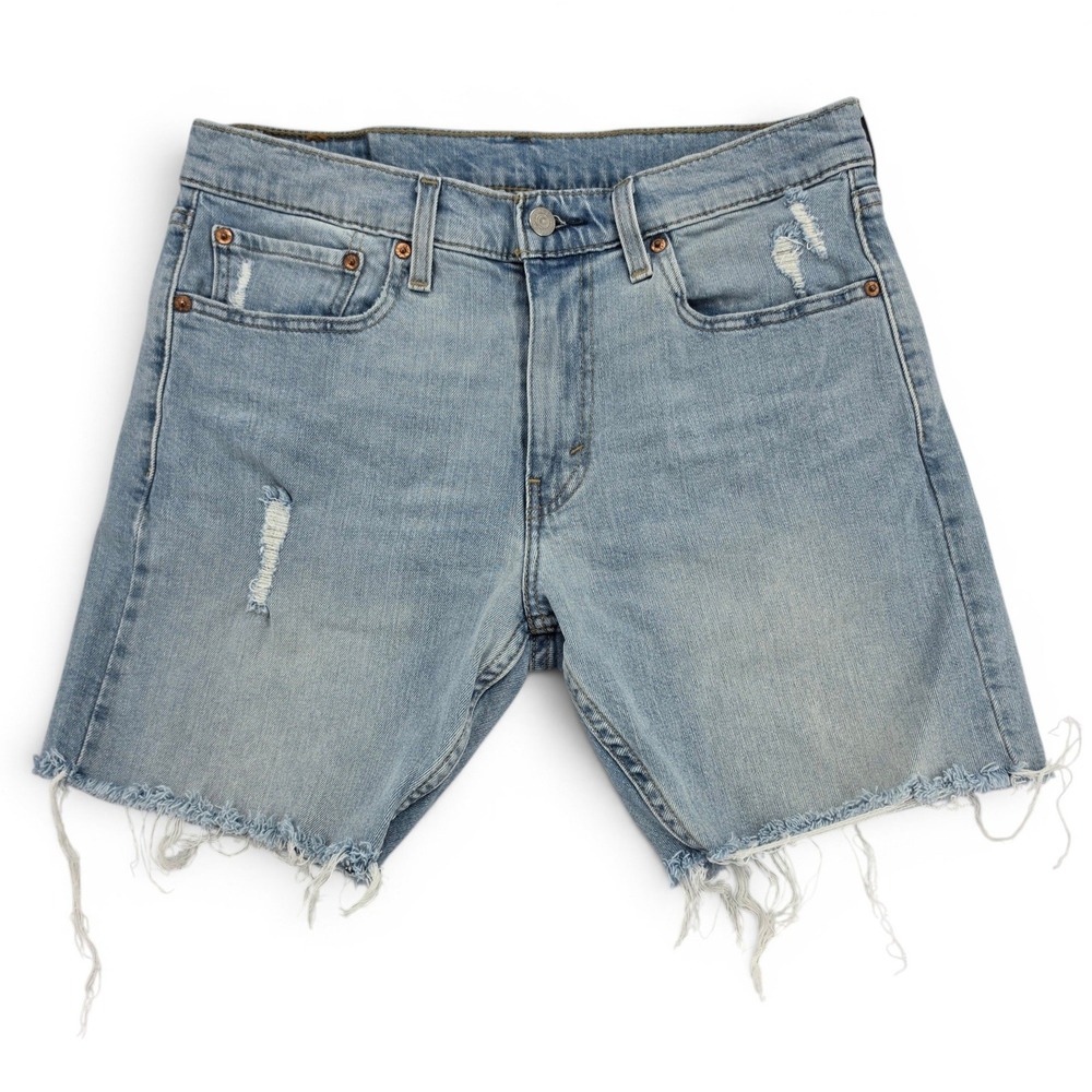 Levi's 412 Denim Cutoff Shorts 31 Light Wash Distressed Y2K Festival Mom Jean